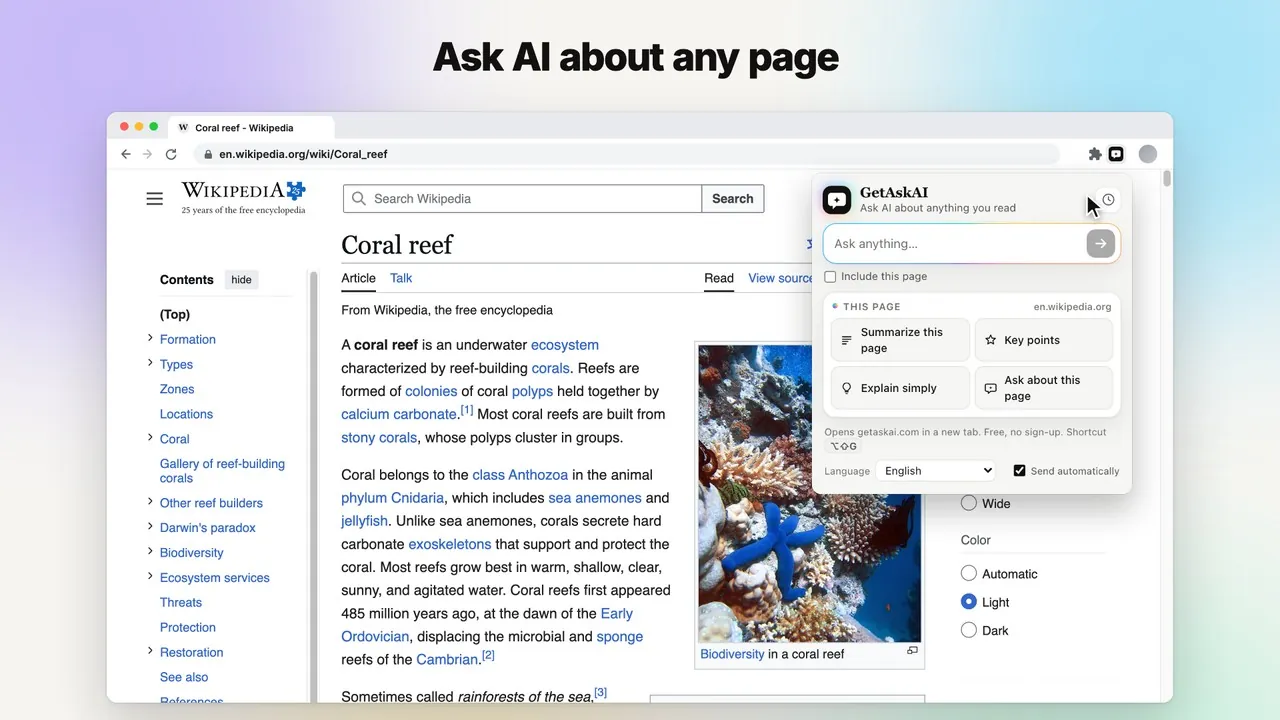 GetAskAI extension demo video