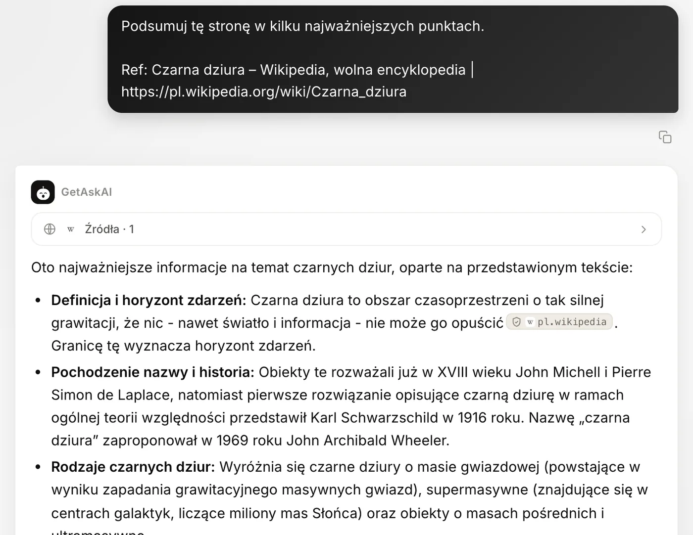 getaskai.com: podsumowanie strony Wikipedii w punktach i oznaczenia źródeł